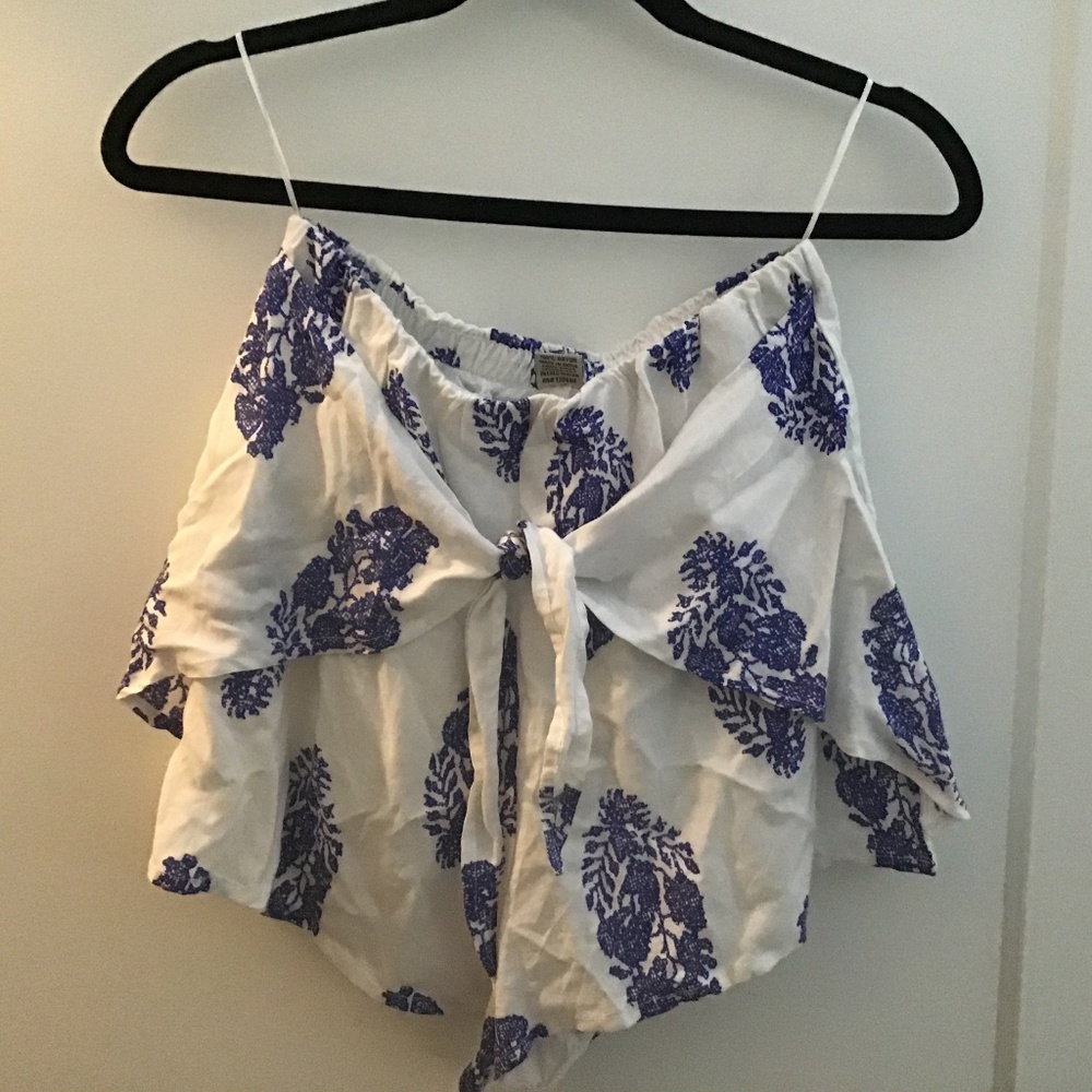 Floral front tie rayon short